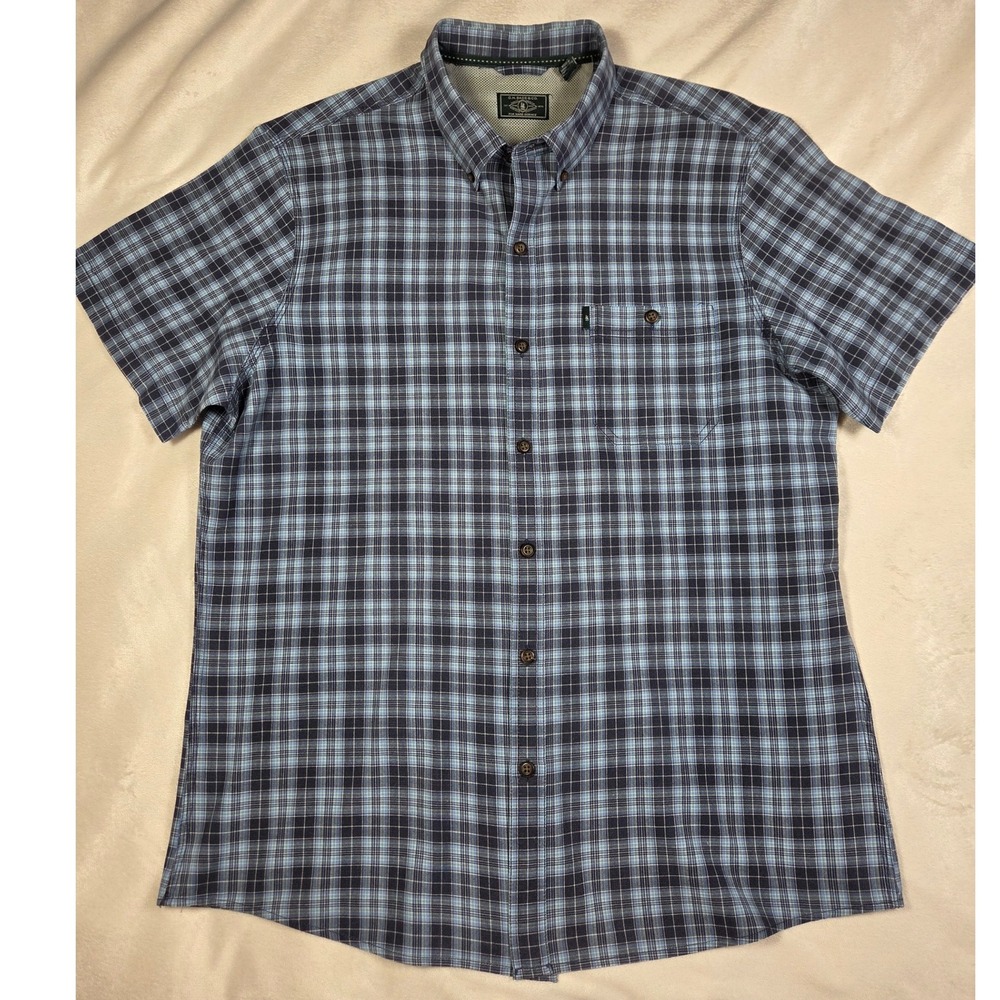 G.H. Bass & Co XL Blue Plaid Short Sleeve Outdoor Button Down Shirt